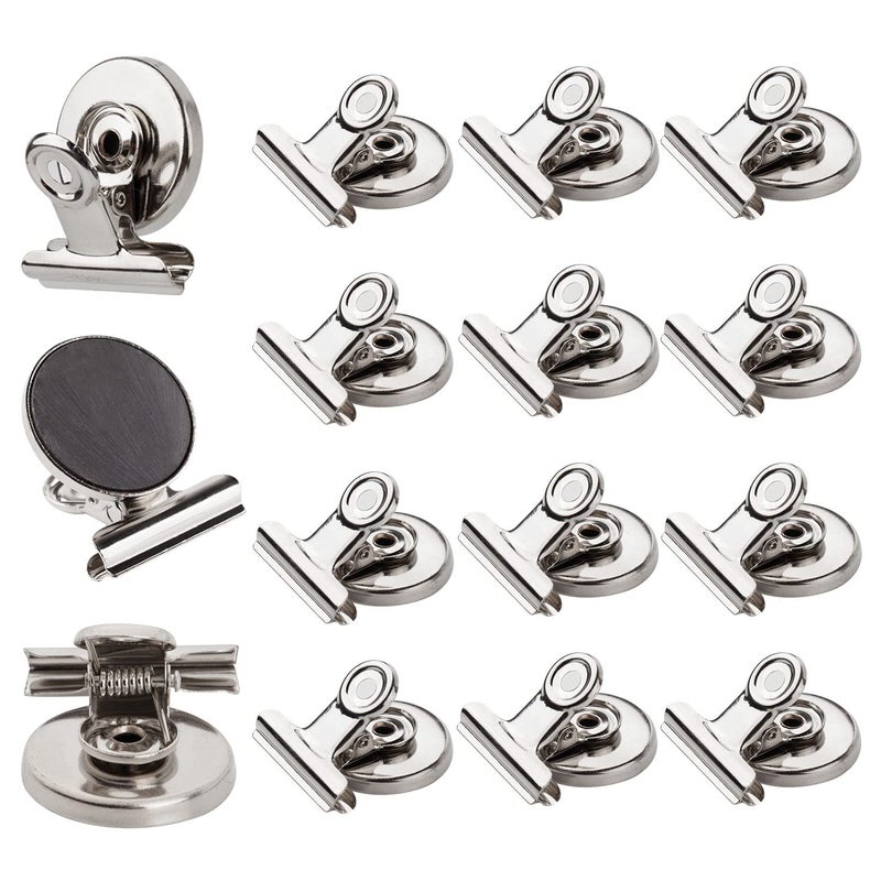 Ninth Five Strong Magnetic Clips - Heavy Duty Refrigerator Magnet Clips - 31mm Wide 12Pack Scratch Safe - Clip Magnets Best for House Office School Use, Hanging Home Decoration, Photo Displays - Image 1